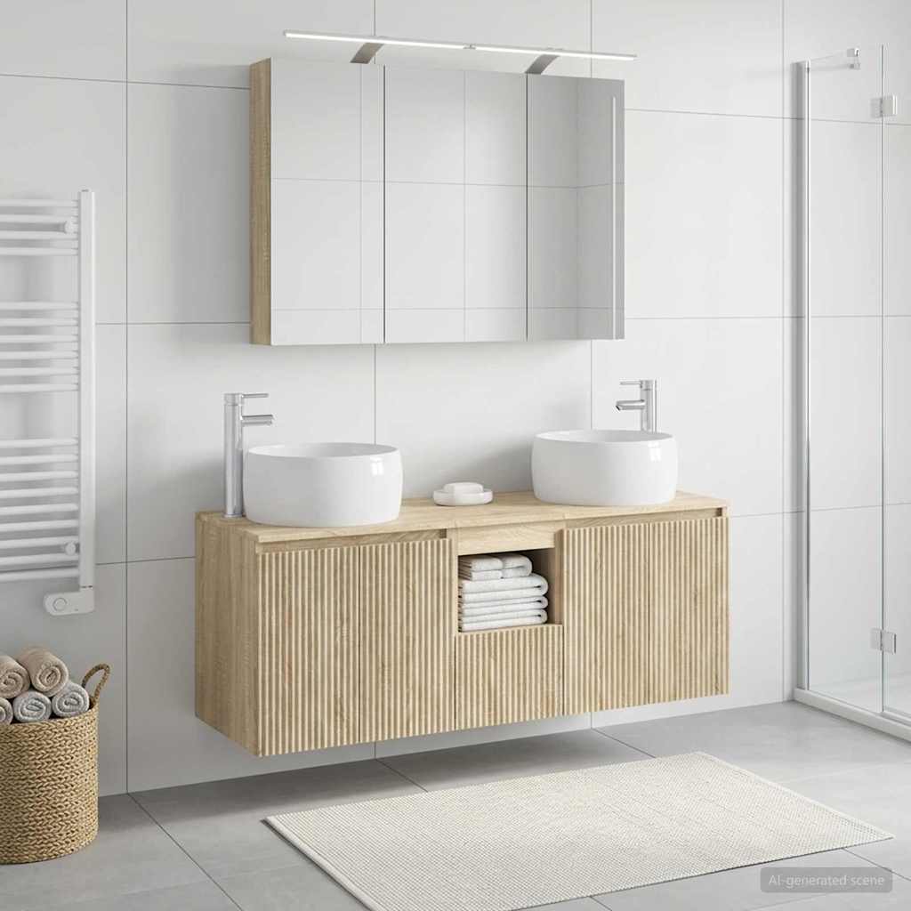 Badkamerkastenset 4 pcs Sonoma Eiken Bewerkt hout