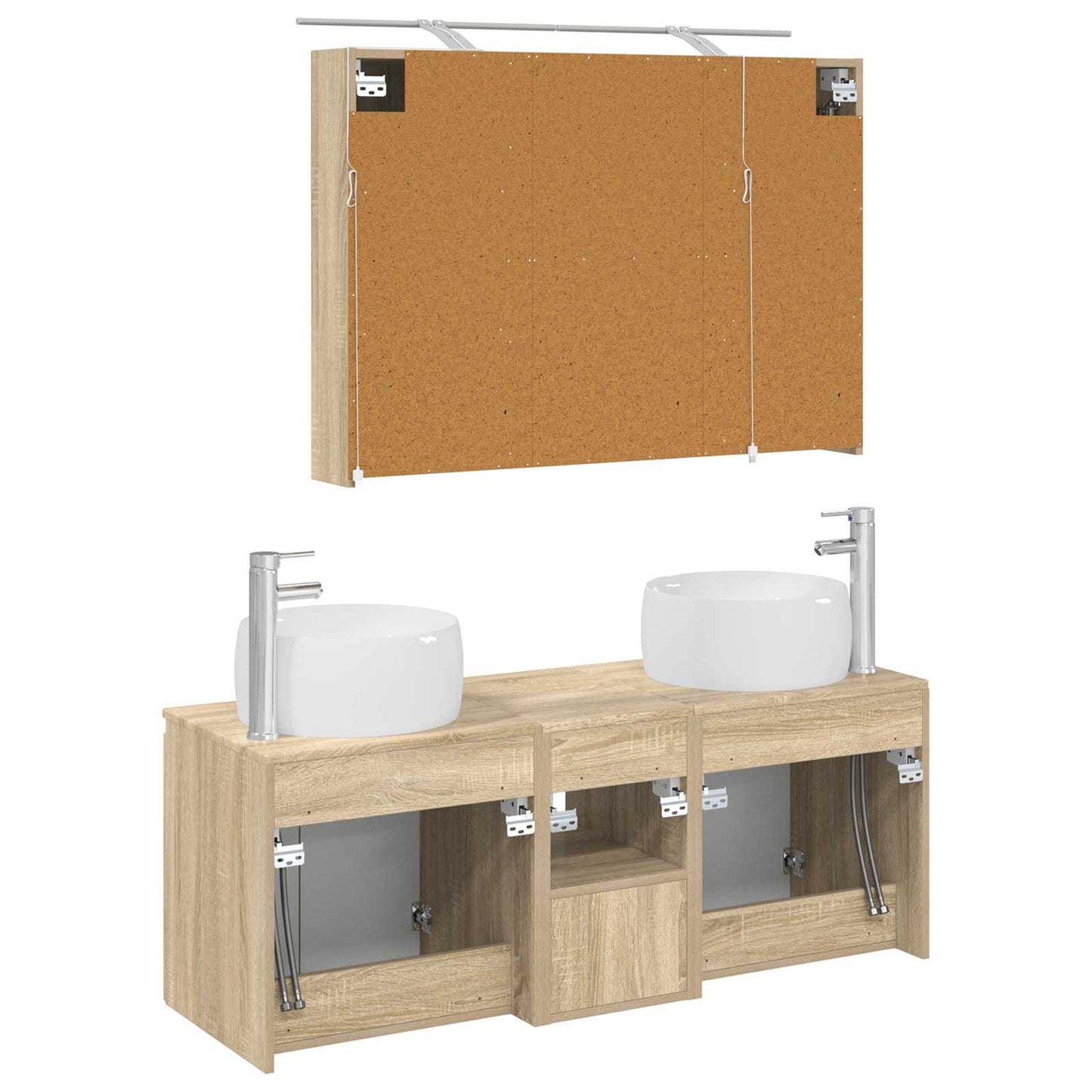 Badkamerkastenset 4 pcs Sonoma Eiken Bewerkt hout
