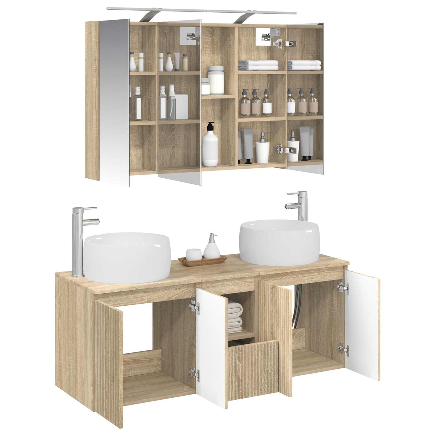 Badkamerkastenset 4 pcs Sonoma Eiken Bewerkt hout
