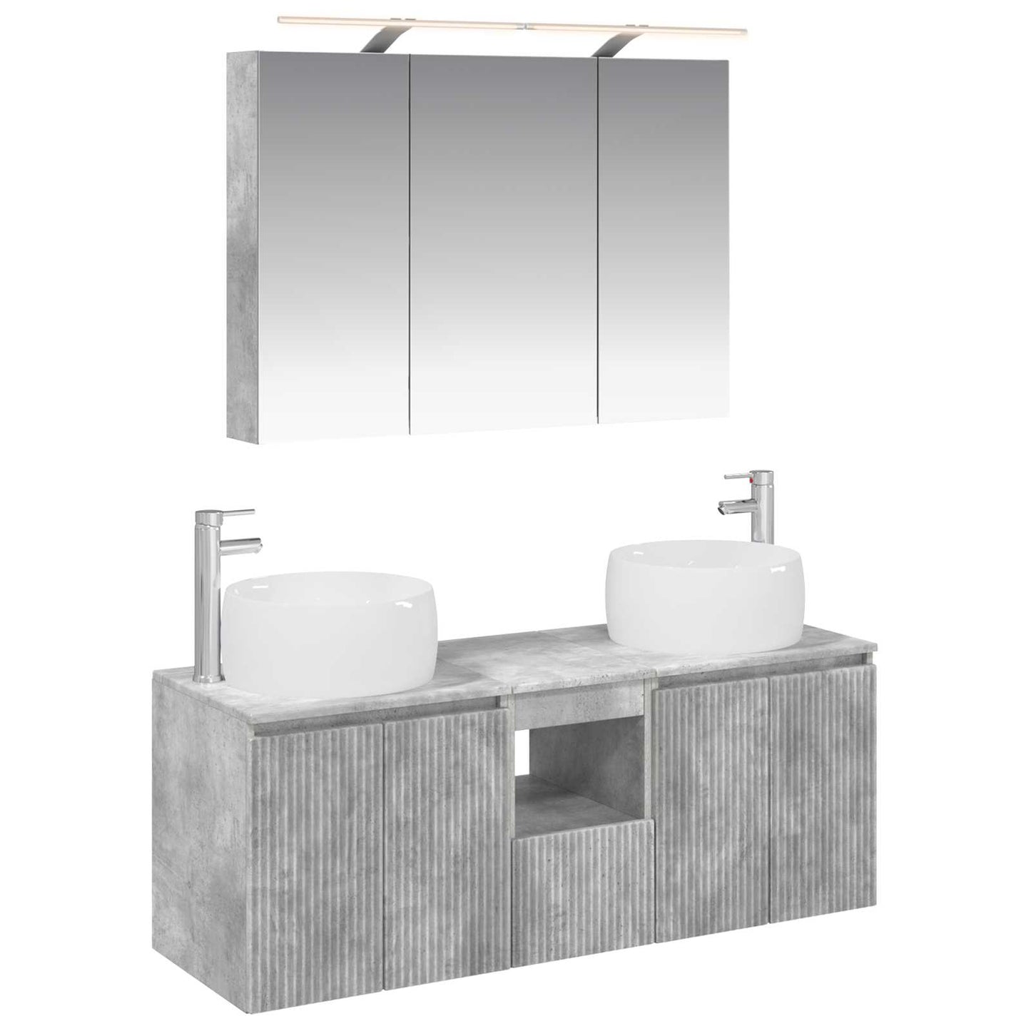 Badkamerkastenset 4 pcs Betongrijs Bewerkt hout
