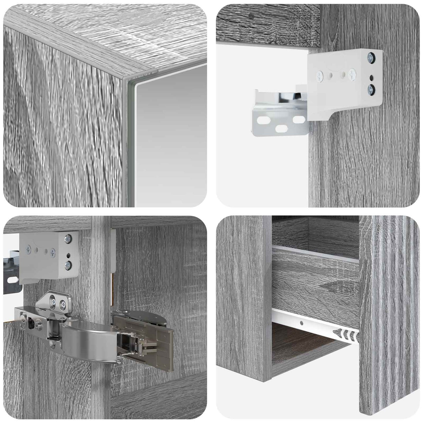 Badkamerkastenset 4 pcs Grijs Sonoma Bewerkt hout