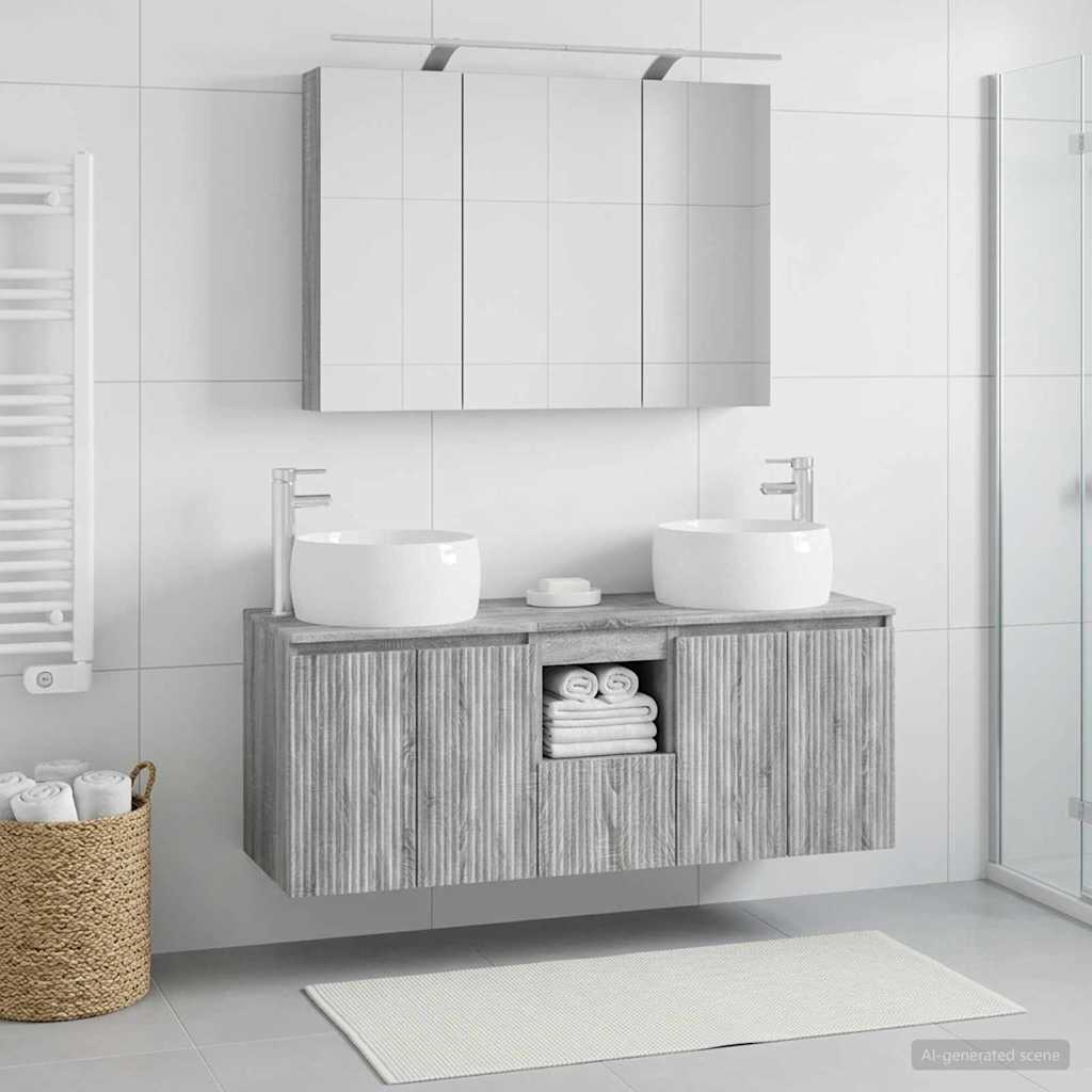 Badkamerkastenset 4 pcs Grijs Sonoma Bewerkt hout