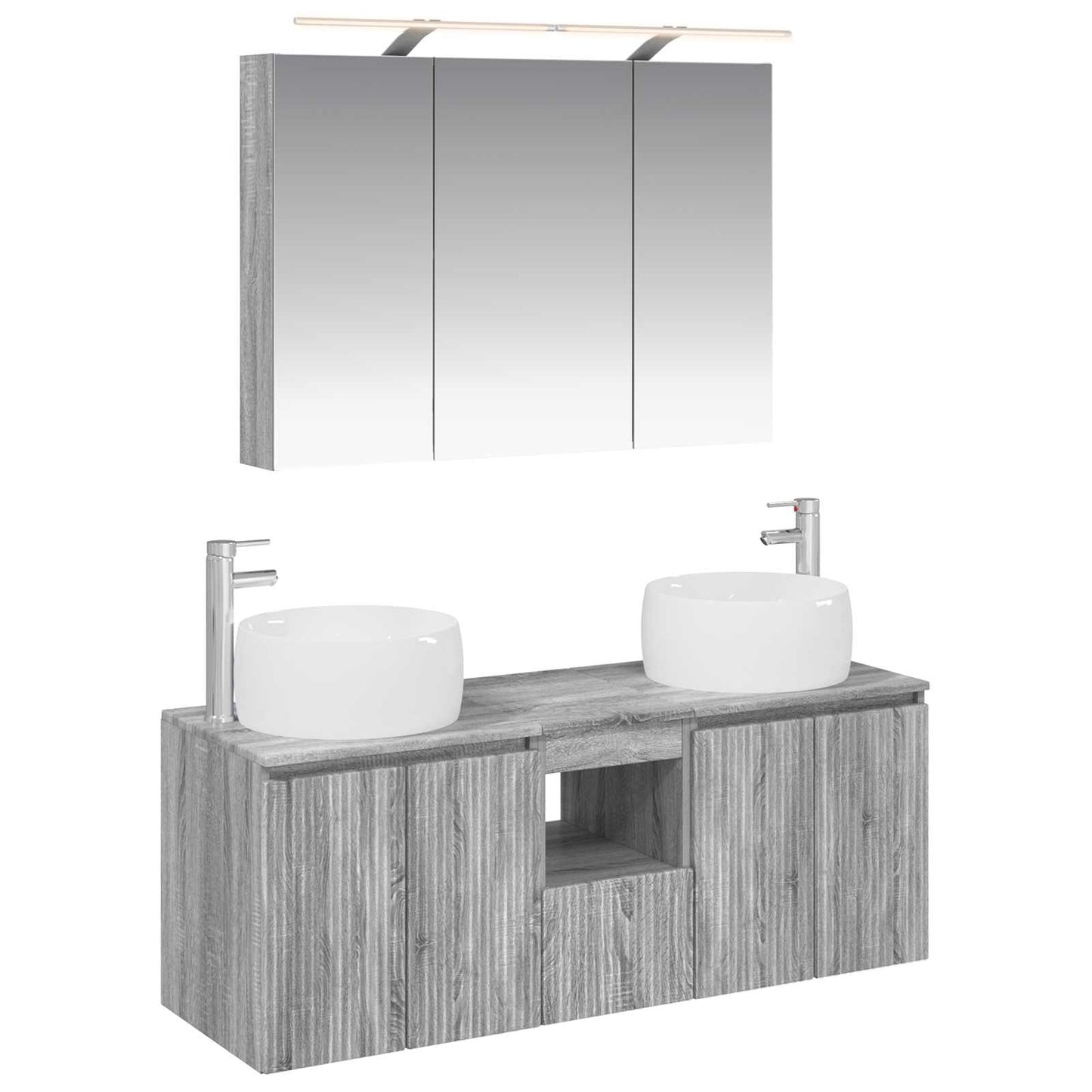 Badkamerkastenset 4 pcs Grijs Sonoma Bewerkt hout