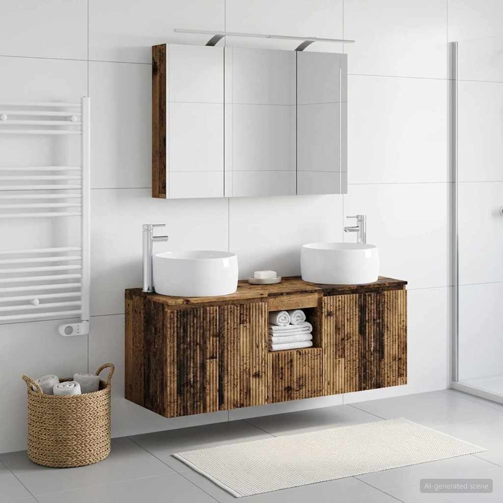 Badkamerkastenset 4 pcs Oud hout Bewerkt hout