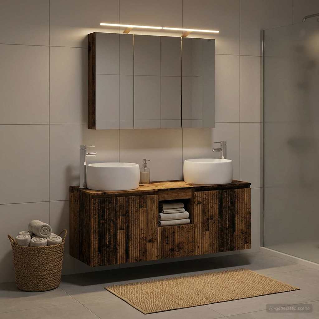 Badkamerkastenset 4 pcs Oud hout Bewerkt hout