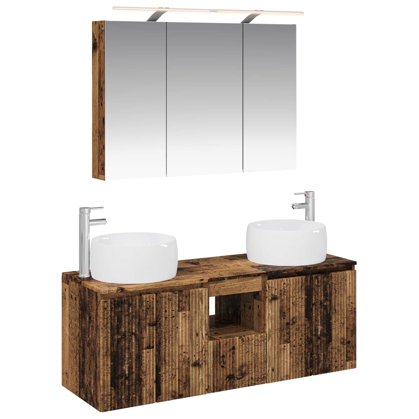 Badkamerkastenset 4 pcs Oud hout Bewerkt hout