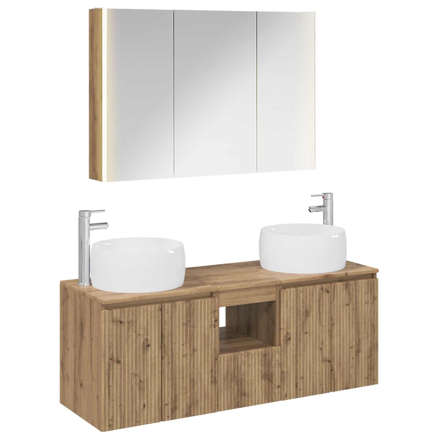 Badkamerkastenset 4 st Artisanaal eiken Bewerkt hout is nu te koop bij PeponiXL, paradijselijk wonen!