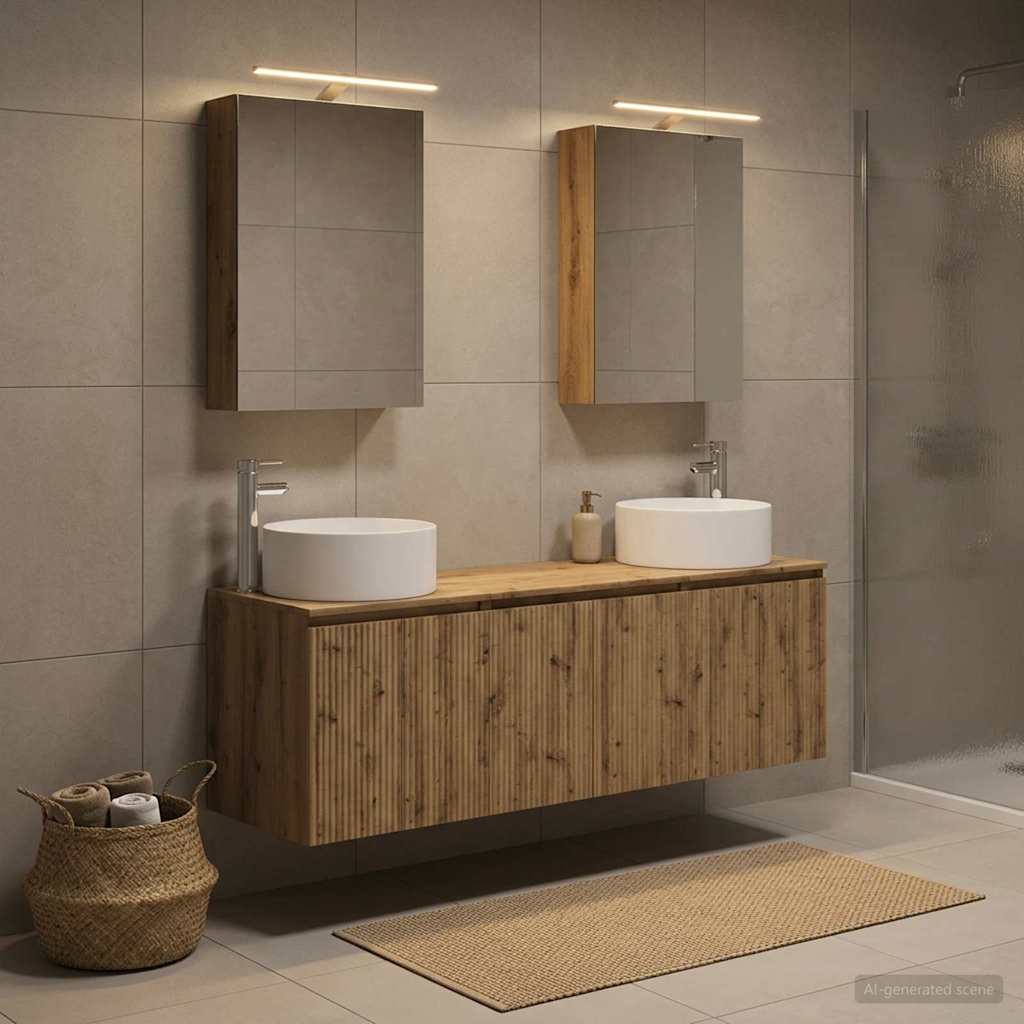 Badkamerkastenset 5 st Artisanaal eiken Bewerkt hout is nu te koop bij PeponiXL, paradijselijk wonen!