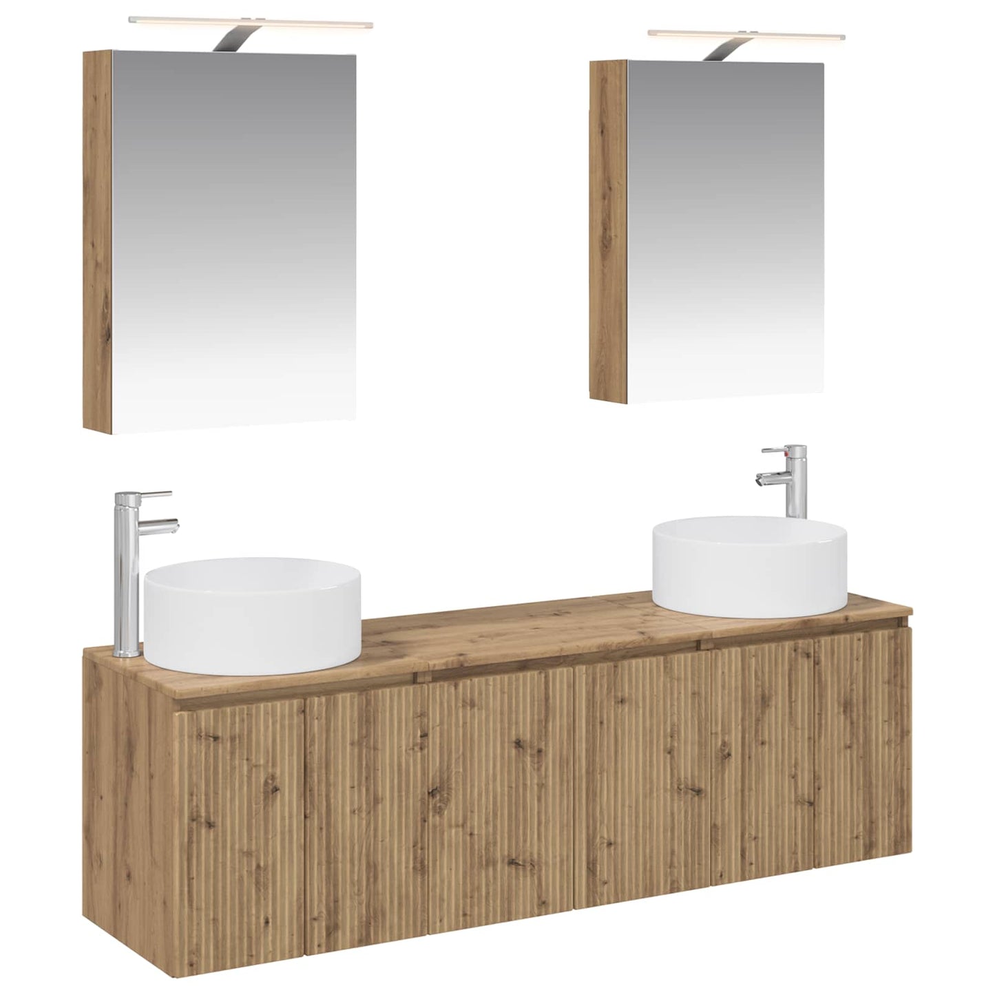 Badkamerkastenset 5 st Artisanaal eiken Bewerkt hout is nu te koop bij PeponiXL, paradijselijk wonen!