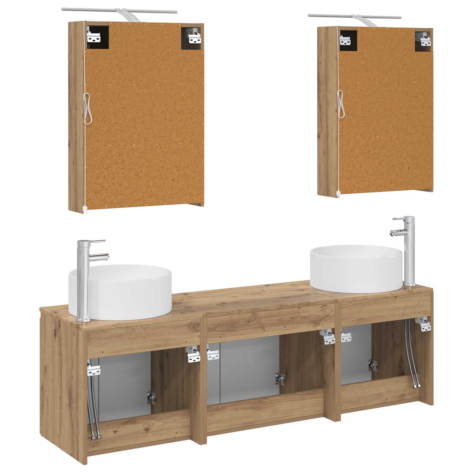 Badkamerkastenset 5 st Artisanaal eiken Bewerkt hout is nu te koop bij PeponiXL, paradijselijk wonen!