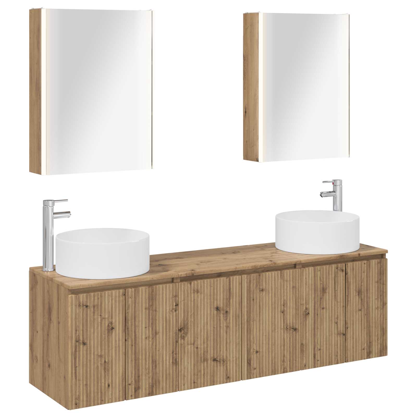 Badkamerkastenset 5 st Artisanaal eiken Bewerkt hout is nu te koop bij PeponiXL, paradijselijk wonen!