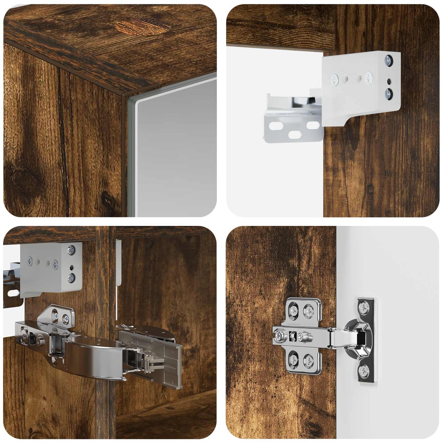 Badkamerkastenset 4 pcs Gerookt eiken 100 x 14,5 x 70 cm