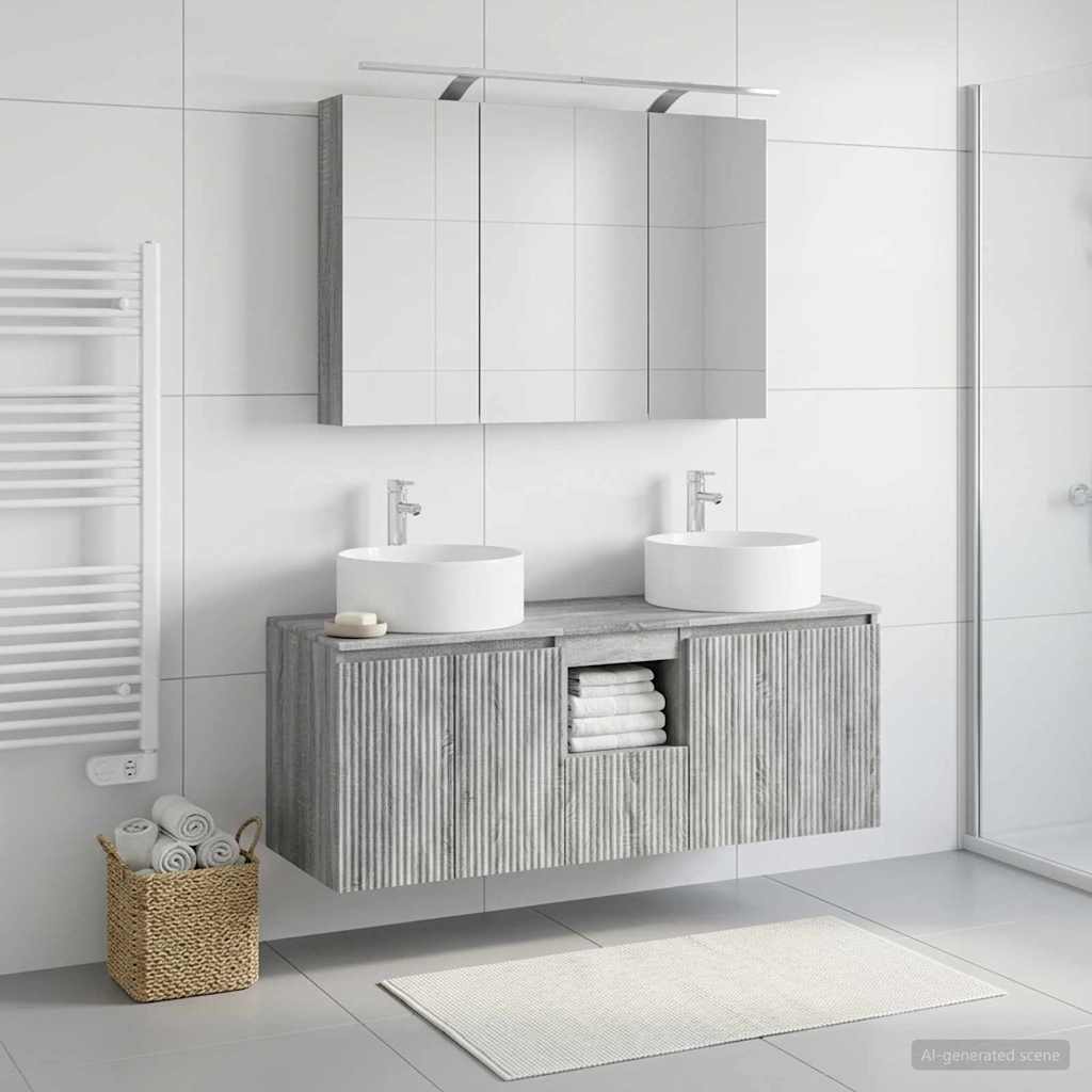 Badkamerkastenset 4 pcs Grijs Sonoma 100 x 14,5 x 70 cm