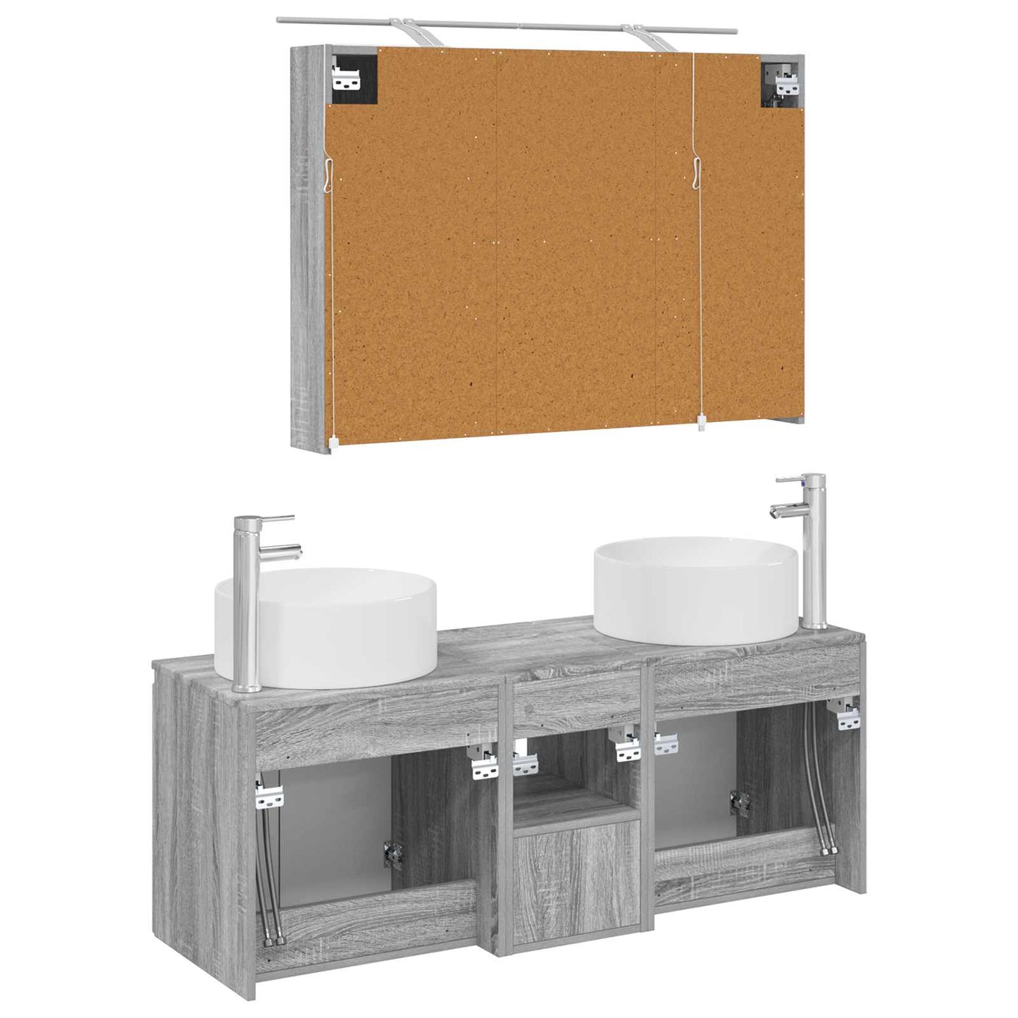 Badkamerkastenset 4 pcs Grijs Sonoma 100 x 14,5 x 70 cm
