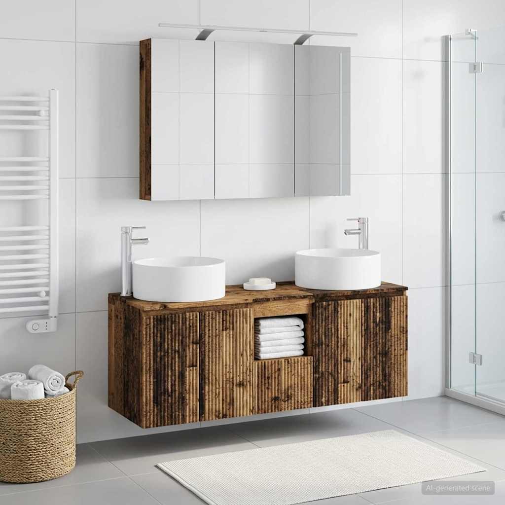 Badkamerkastenset 4 pcs Oud hout 100 x 14,5 x 70 cm