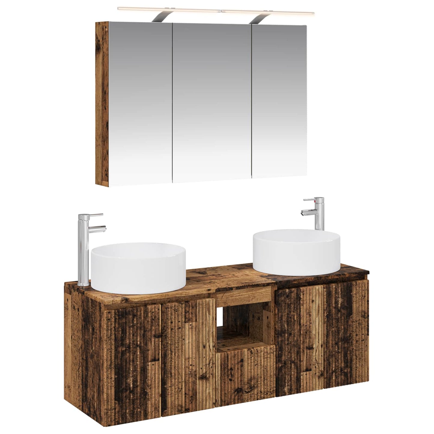 Badkamerkastenset 4 pcs Oud hout 100 x 14,5 x 70 cm