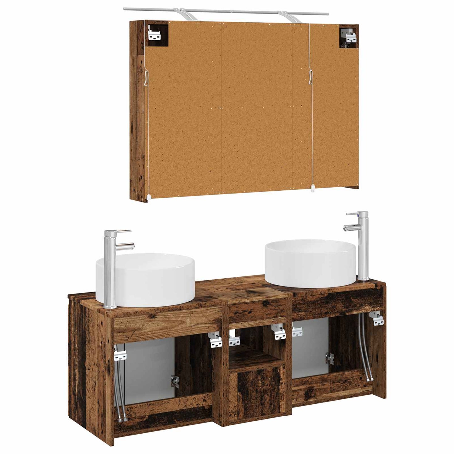 Badkamerkastenset 4 pcs Oud hout 100 x 14,5 x 70 cm