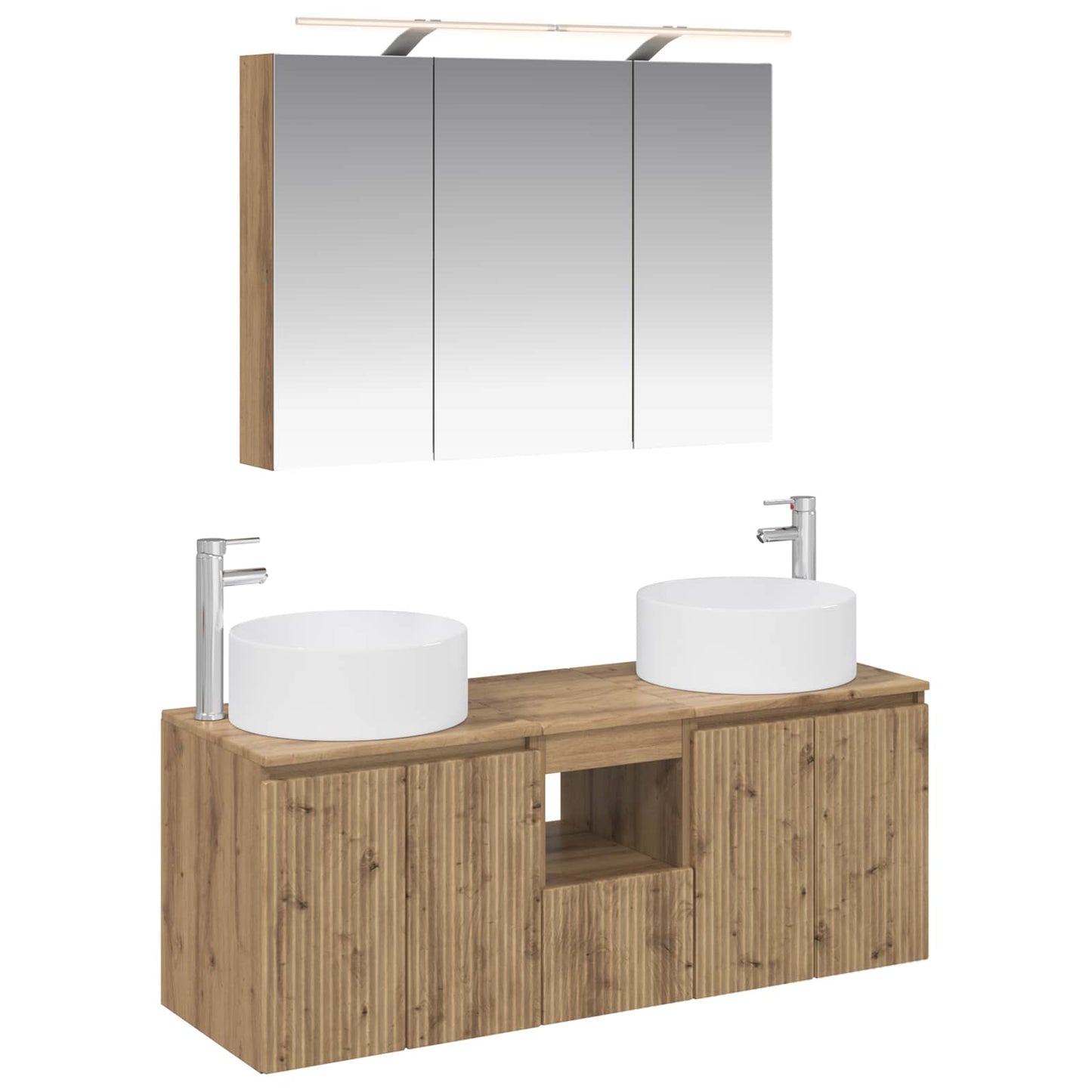 Badkamerkastenset 4 pcs Artisanaal eiken 100 x 14,5 x 70 cm