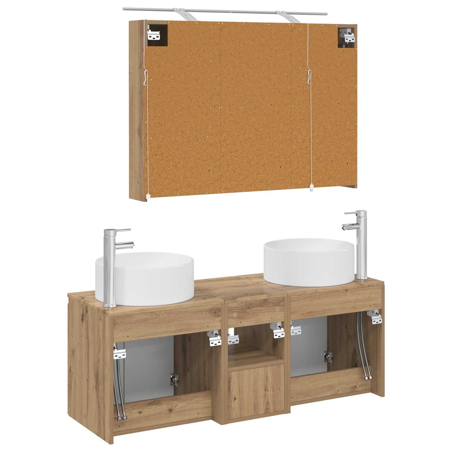 Badkamerkastenset 4 pcs Artisanaal eiken 100 x 14,5 x 70 cm