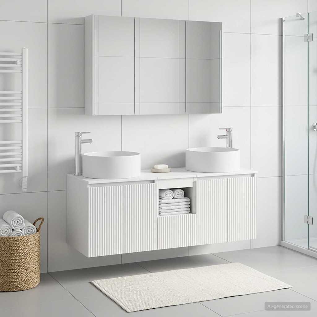 Badkamerkastenset 4 pcs Wit 103,5 x 15,5 x 70 cm Bewerkt hout