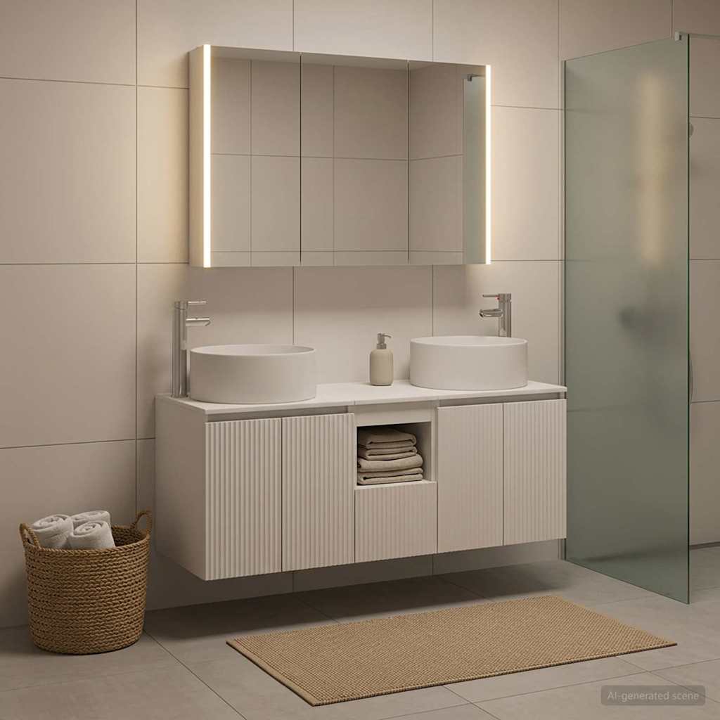 Badkamerkastenset 4 pcs Wit 103,5 x 15,5 x 70 cm Bewerkt hout