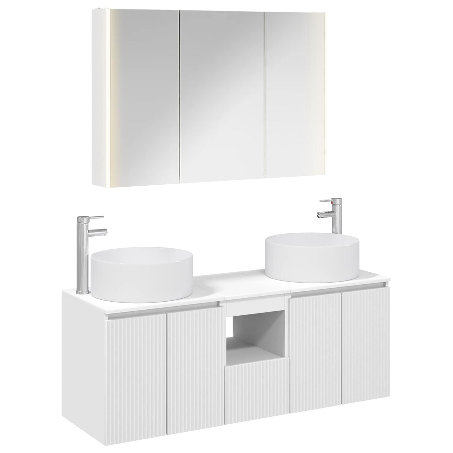 Badkamerkastenset 4 pcs Wit 103,5 x 15,5 x 70 cm Bewerkt hout