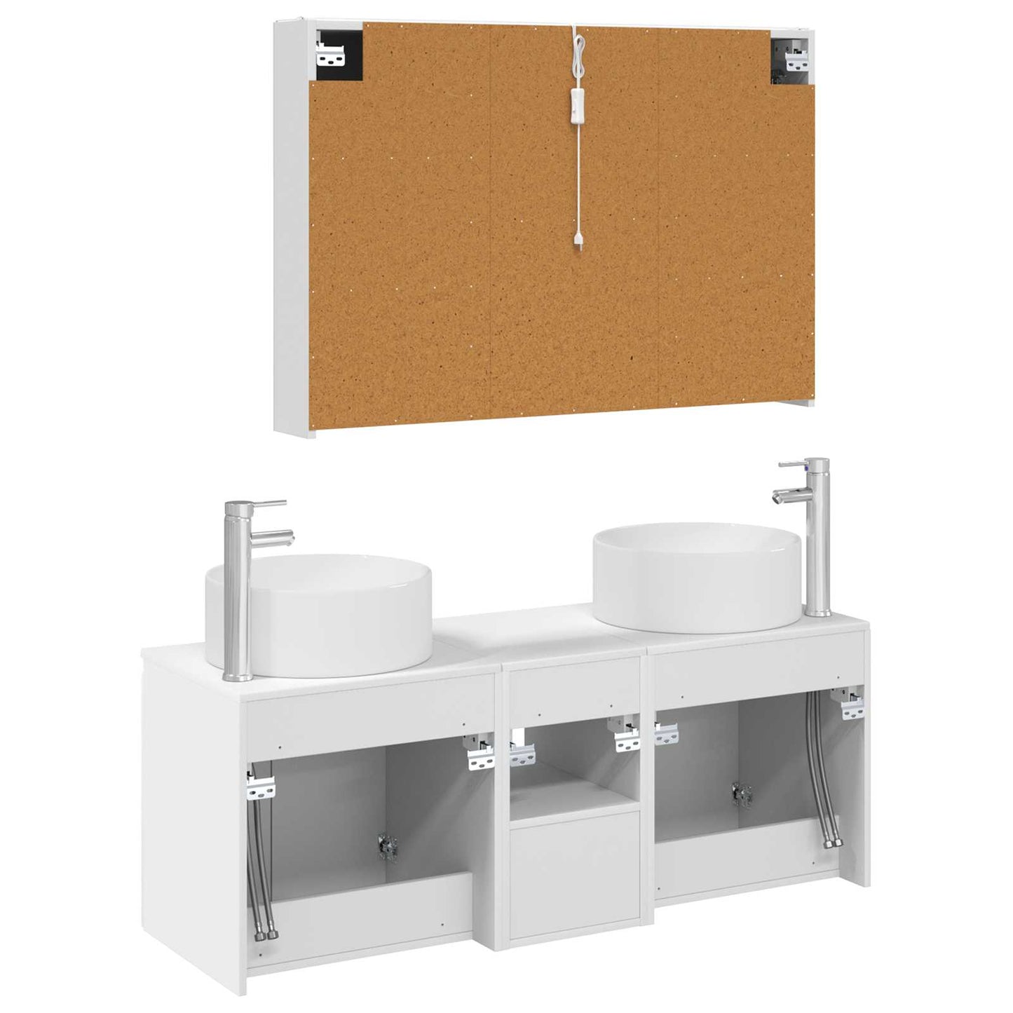 Badkamerkastenset 4 pcs Wit 103,5 x 15,5 x 70 cm Bewerkt hout