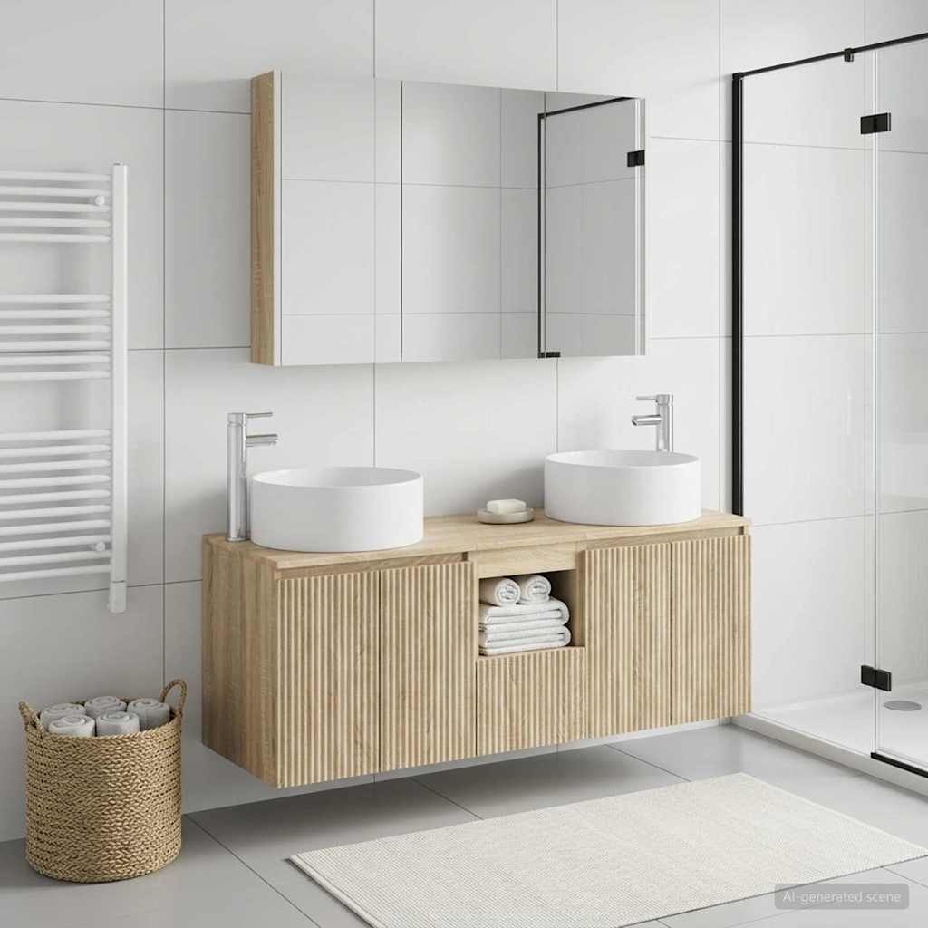 Badkamerkastenset 4 pcs Sonoma Eiken 103,5 x 15,5 x 70 cm