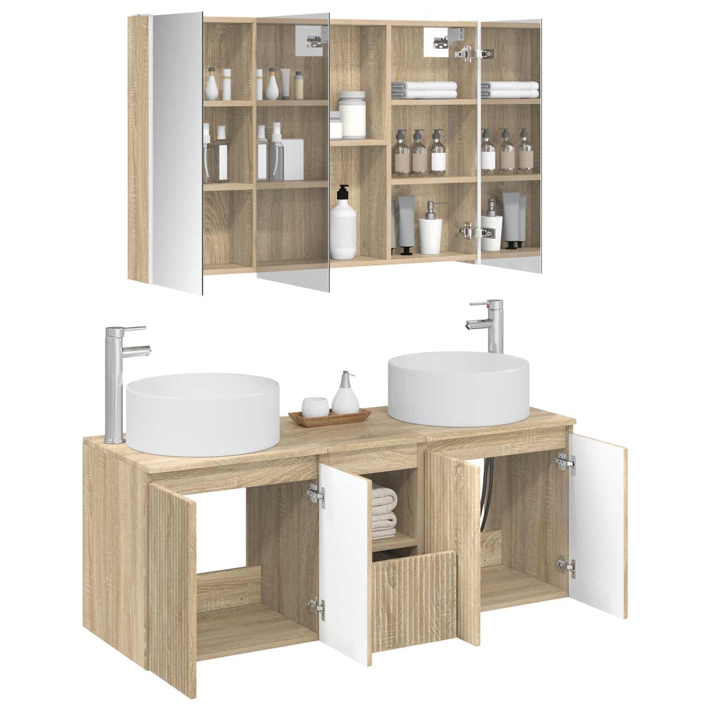 Badkamerkastenset 4 pcs Sonoma Eiken 103,5 x 15,5 x 70 cm