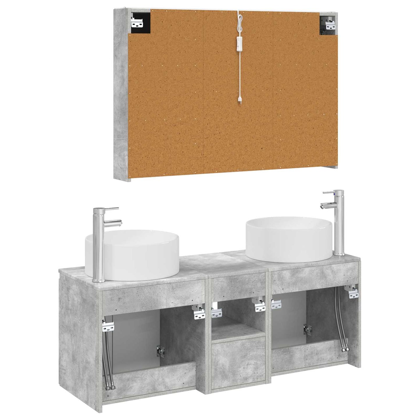 Badkamerkastenset 4 pcs Betongrijs 103,5 x 15,5 x 70 cm