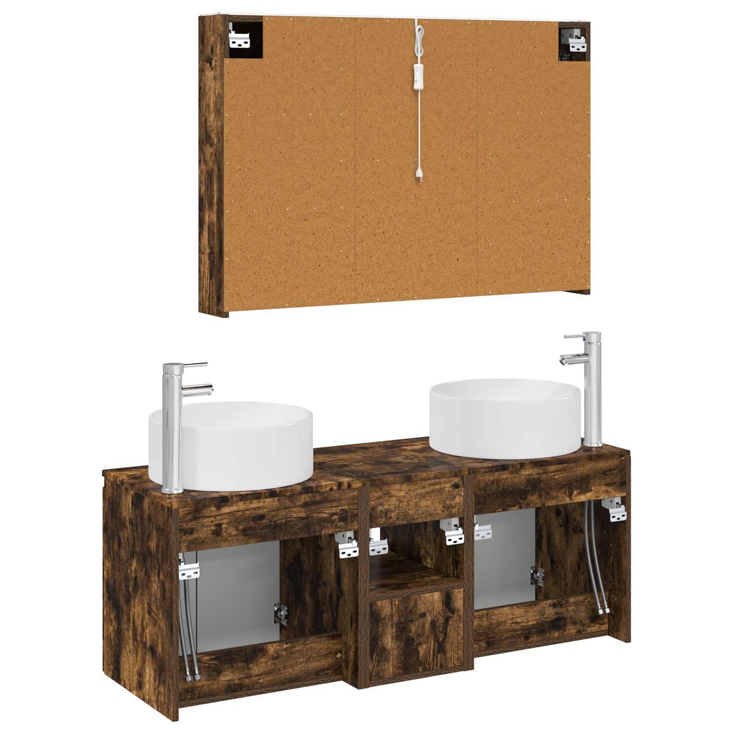 Badkamerkastenset 4 pcs Gerookt eiken 103,5 x 15,5 x 70 cm