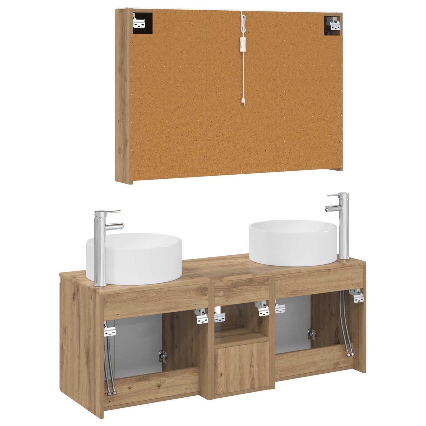 Badkamerkastenset 4 st Artisanaal eiken Bewerkt hout is nu te koop bij PeponiXL, paradijselijk wonen!