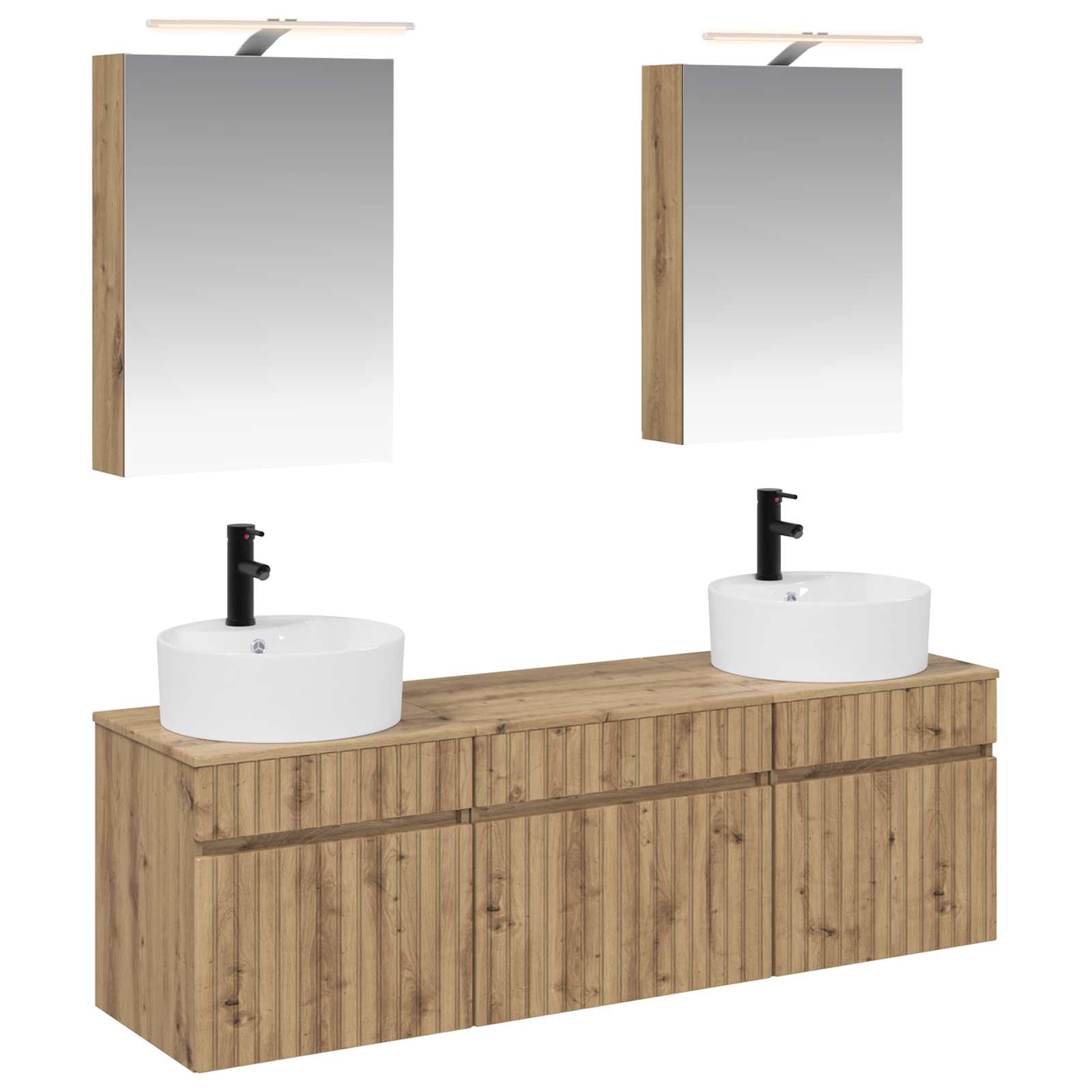 Badkamerkastenset 5 st Artisanaal eiken Bewerkt hout is nu te koop bij PeponiXL, paradijselijk wonen!