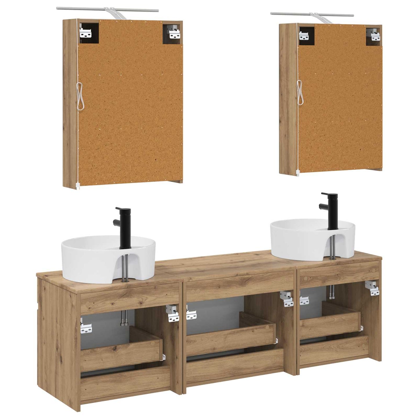 Badkamerkastenset 5 st Artisanaal eiken Bewerkt hout is nu te koop bij PeponiXL, paradijselijk wonen!