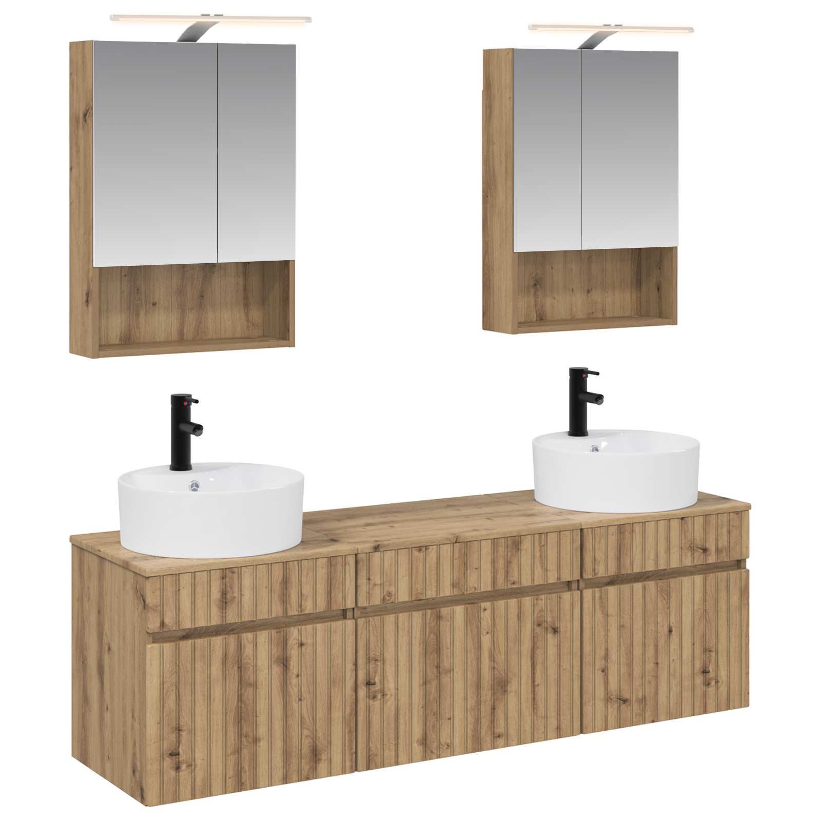 Badkamerkastenset 5 st Artisanaal eiken Bewerkt hout is nu te koop bij PeponiXL, paradijselijk wonen!