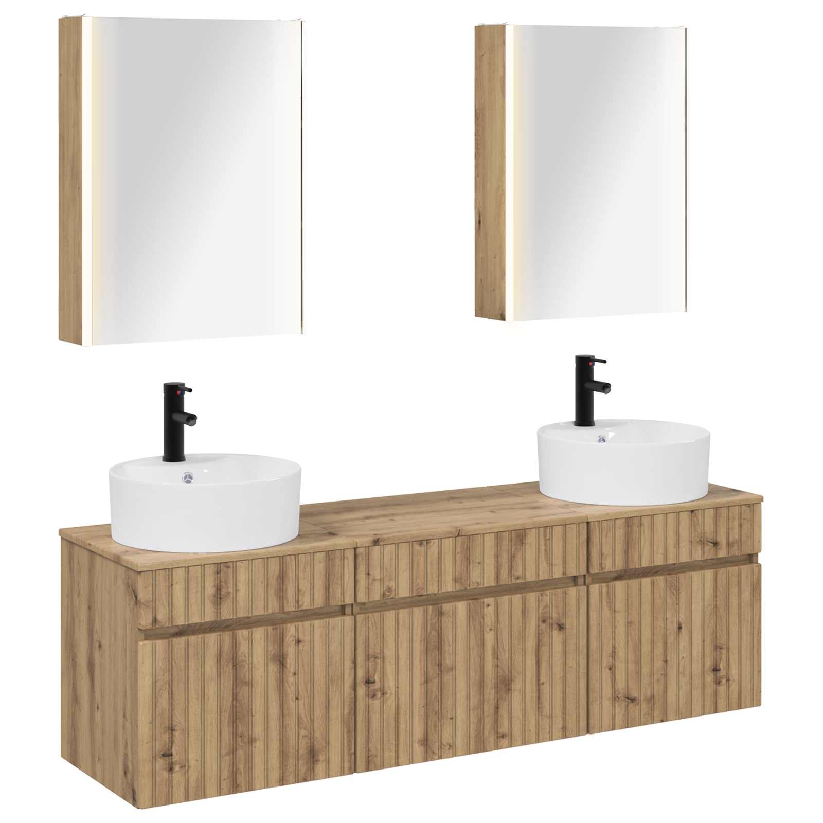 Badkamerkastenset 5 st Artisanaal eiken Bewerkt hout is nu te koop bij PeponiXL, paradijselijk wonen!