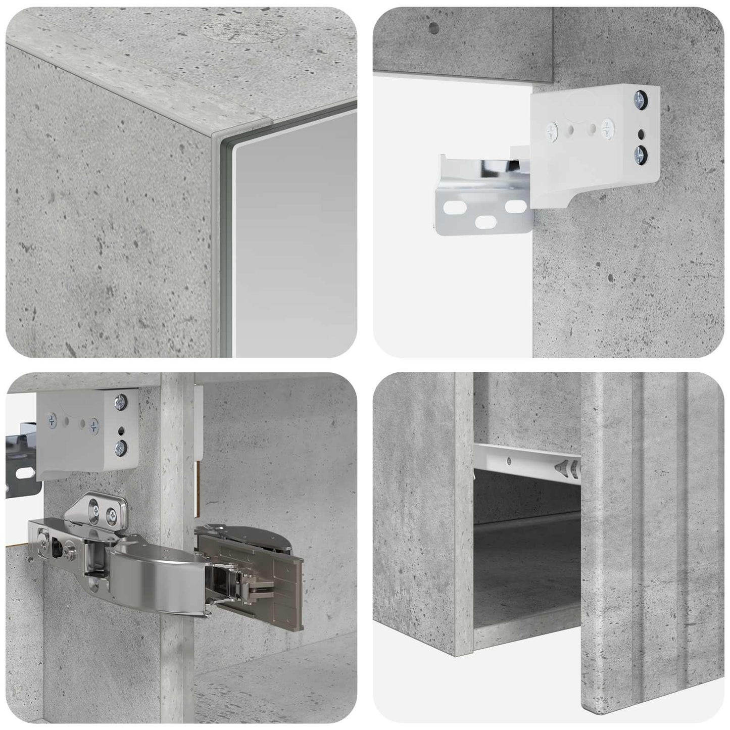 Badkamerkastenset 4 pcs Betongrijs Bewerkt hout