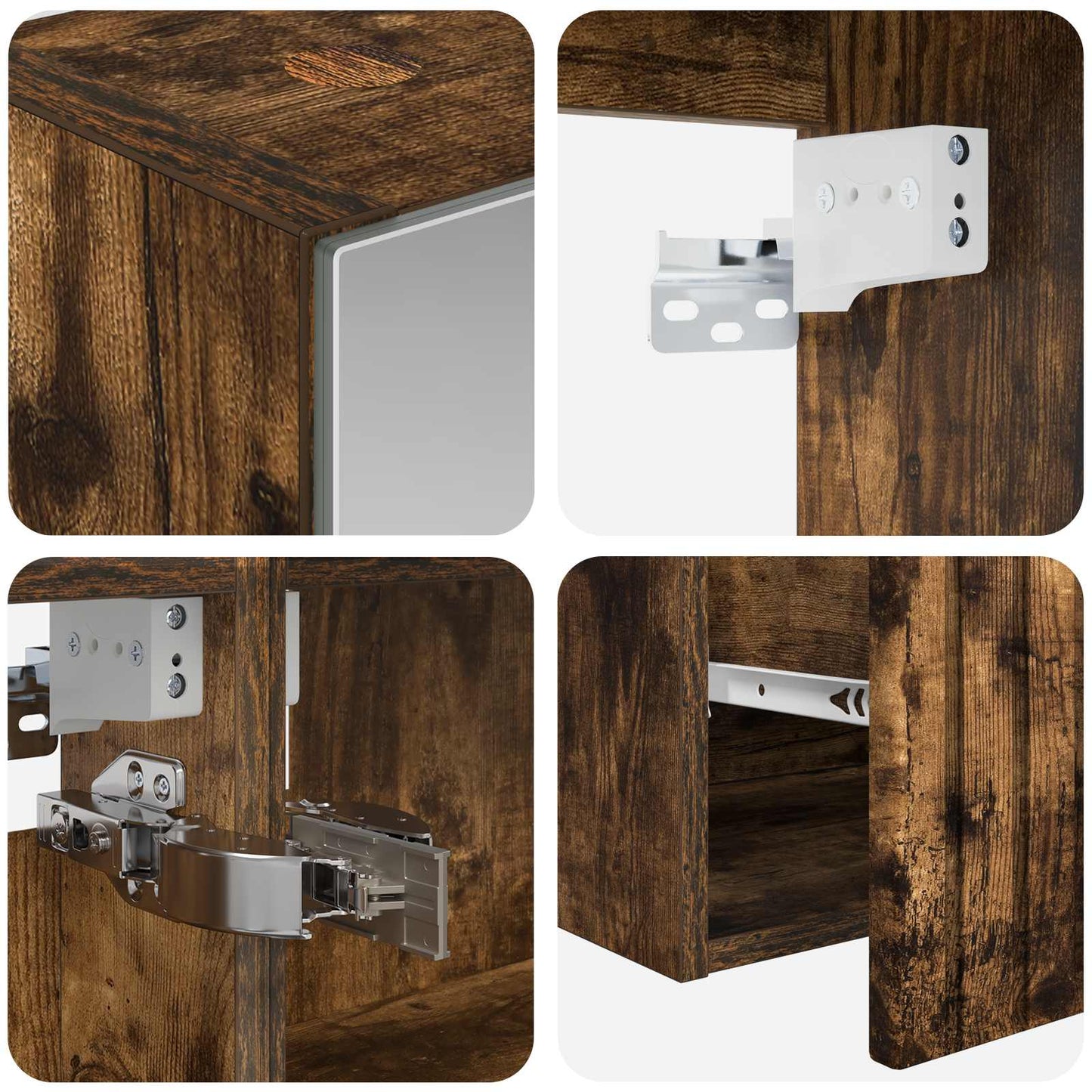 Badkamerkastenset 4 pcs Gerookt eiken 100 x 14,5 x 70 cm