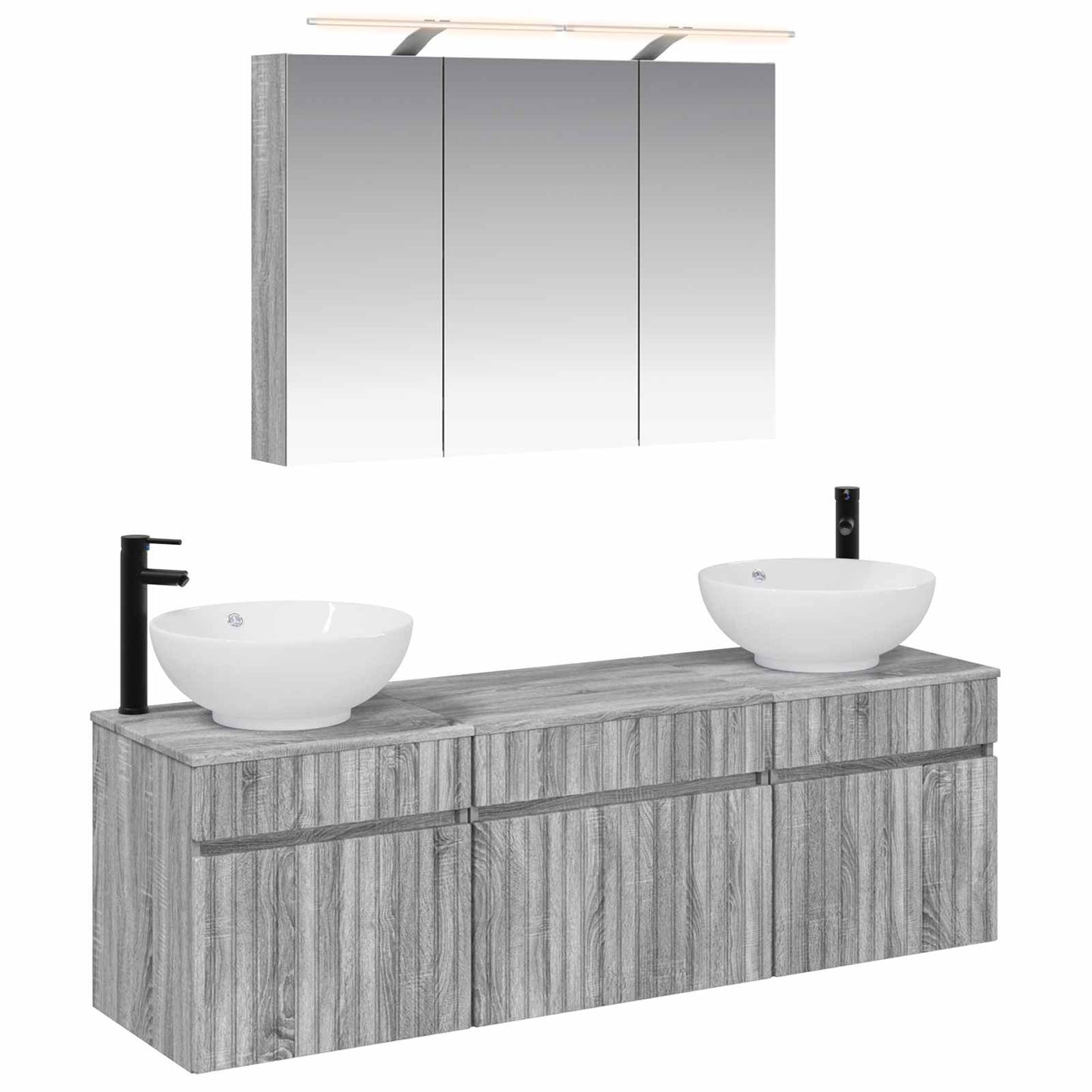 Badkamerkastenset 4 pcs Grijs Sonoma 100 x 14,5 x 70 cm