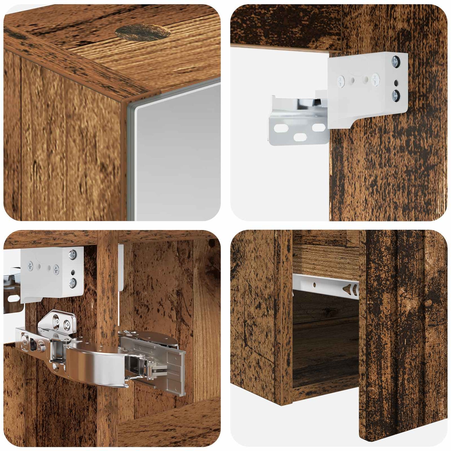 Badkamerkastenset 4 pcs Oud hout 100 x 14,5 x 70 cm