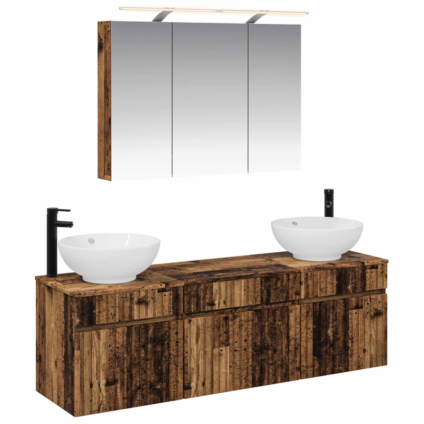 Badkamerkastenset 4 pcs Oud hout 100 x 14,5 x 70 cm