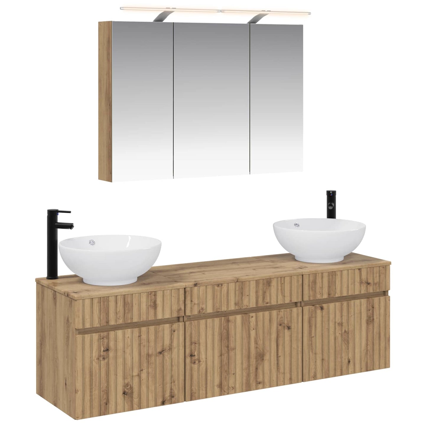 Badkamerkastenset 4 pcs Artisanaal eiken 100 x 14,5 x 70 cm