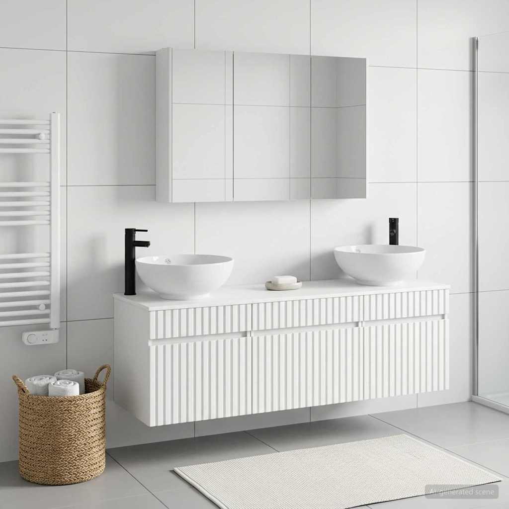 Badkamerkastenset 4 pcs Wit 103,5 x 15,5 x 70 cm Bewerkt hout