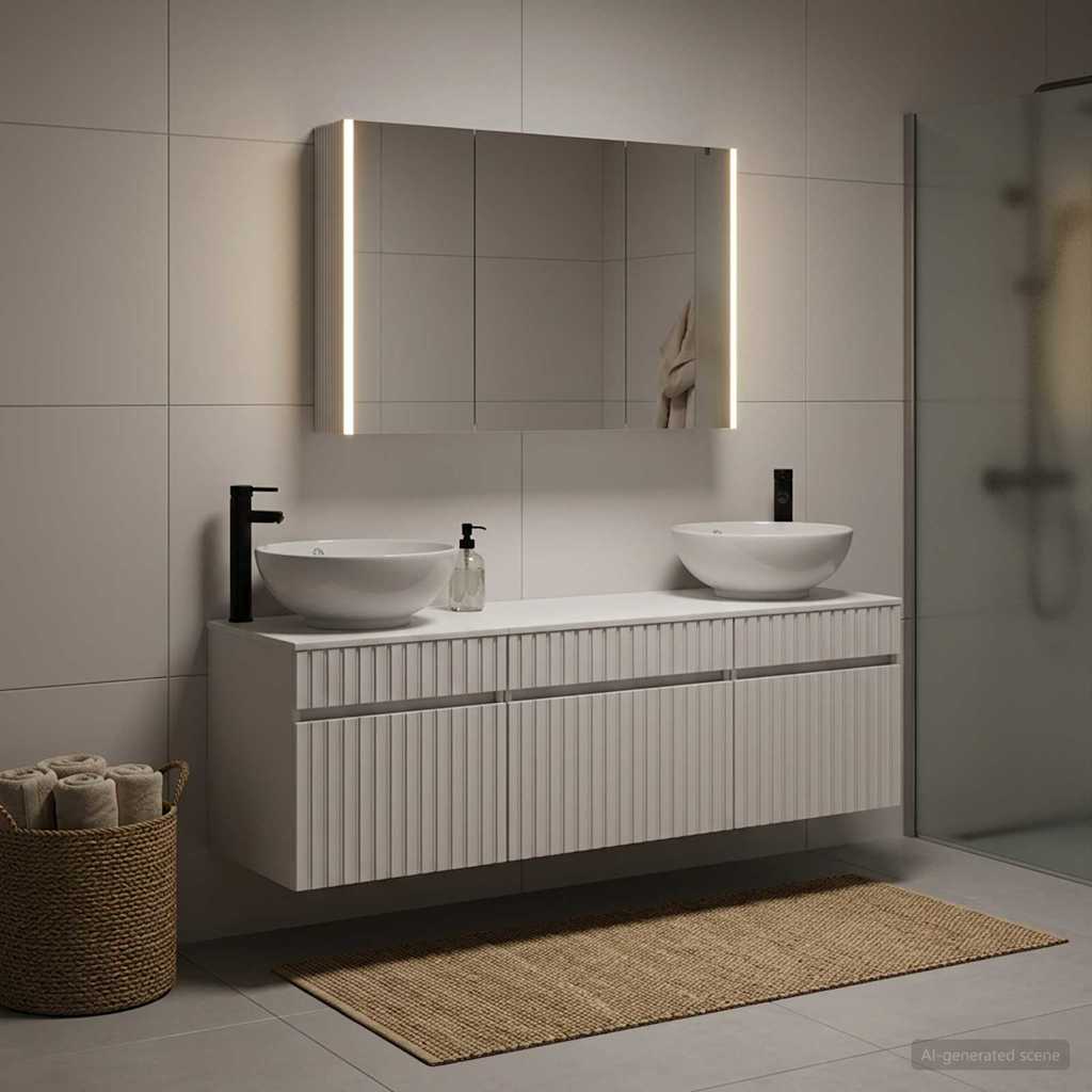 Badkamerkastenset 4 pcs Wit 103,5 x 15,5 x 70 cm Bewerkt hout