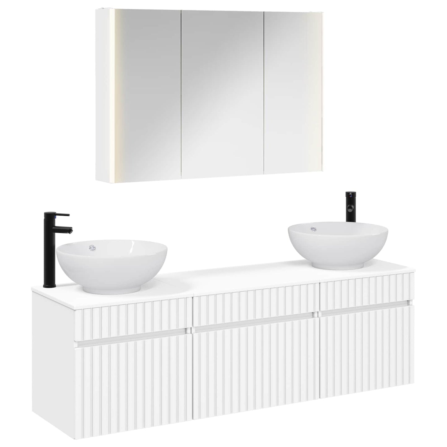 Badkamerkastenset 4 pcs Wit 103,5 x 15,5 x 70 cm Bewerkt hout