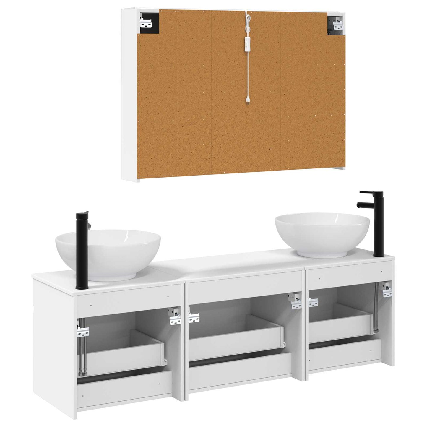 Badkamerkastenset 4 pcs Wit 103,5 x 15,5 x 70 cm Bewerkt hout