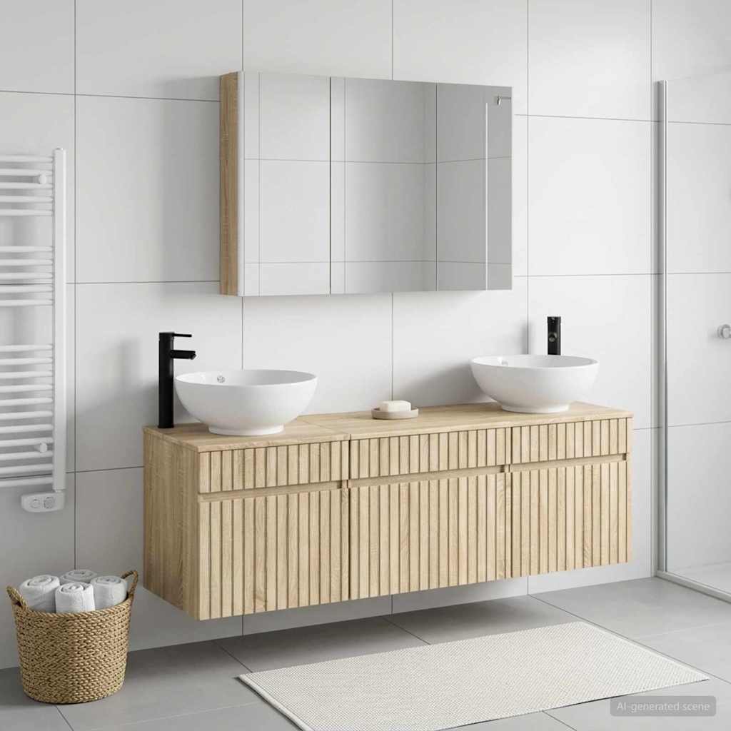 Badkamerkastenset 4 pcs Sonoma Eiken 103,5 x 15,5 x 70 cm
