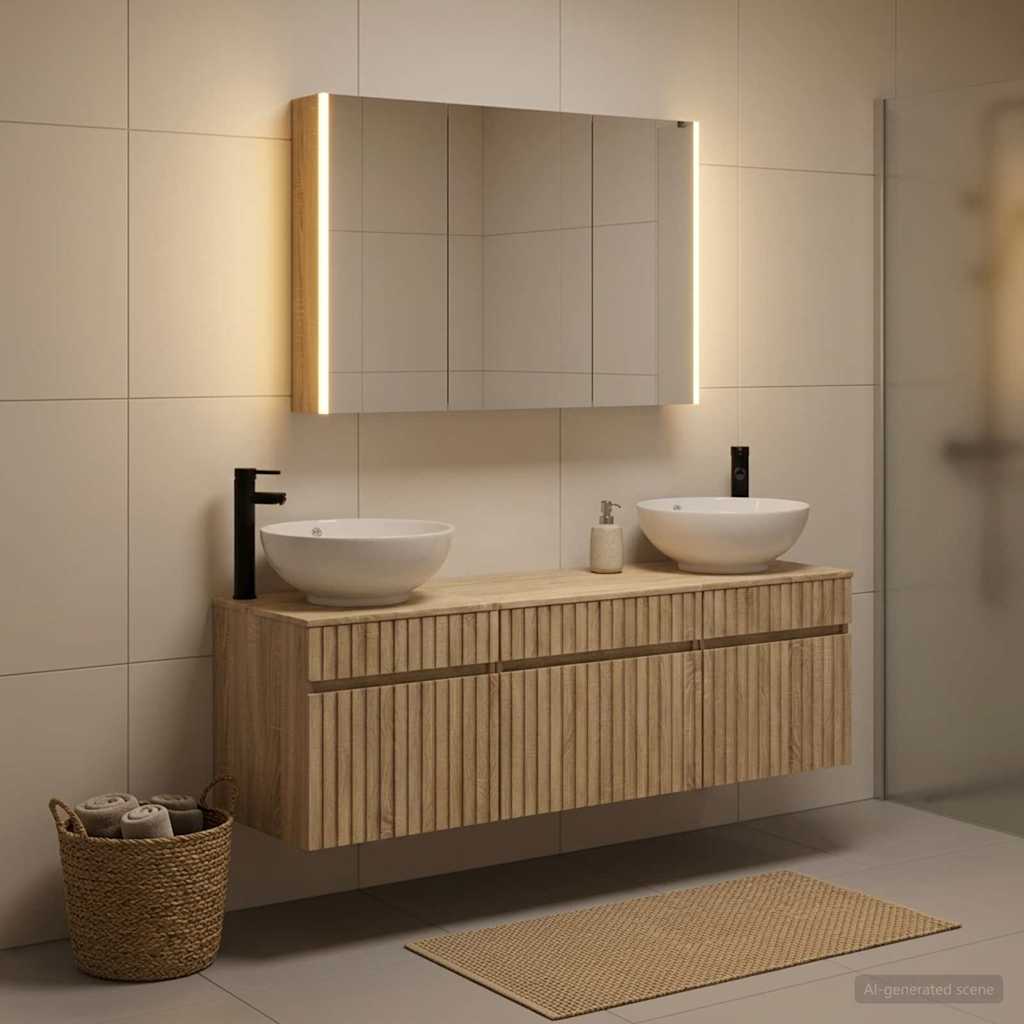 Badkamerkastenset 4 pcs Sonoma Eiken 103,5 x 15,5 x 70 cm
