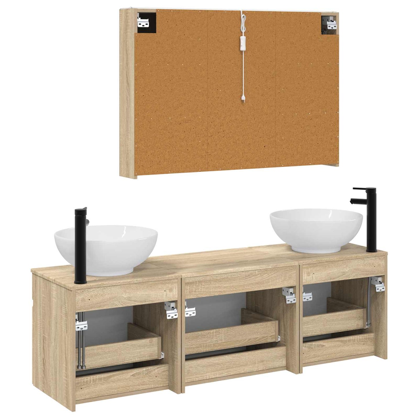 Badkamerkastenset 4 pcs Sonoma Eiken 103,5 x 15,5 x 70 cm