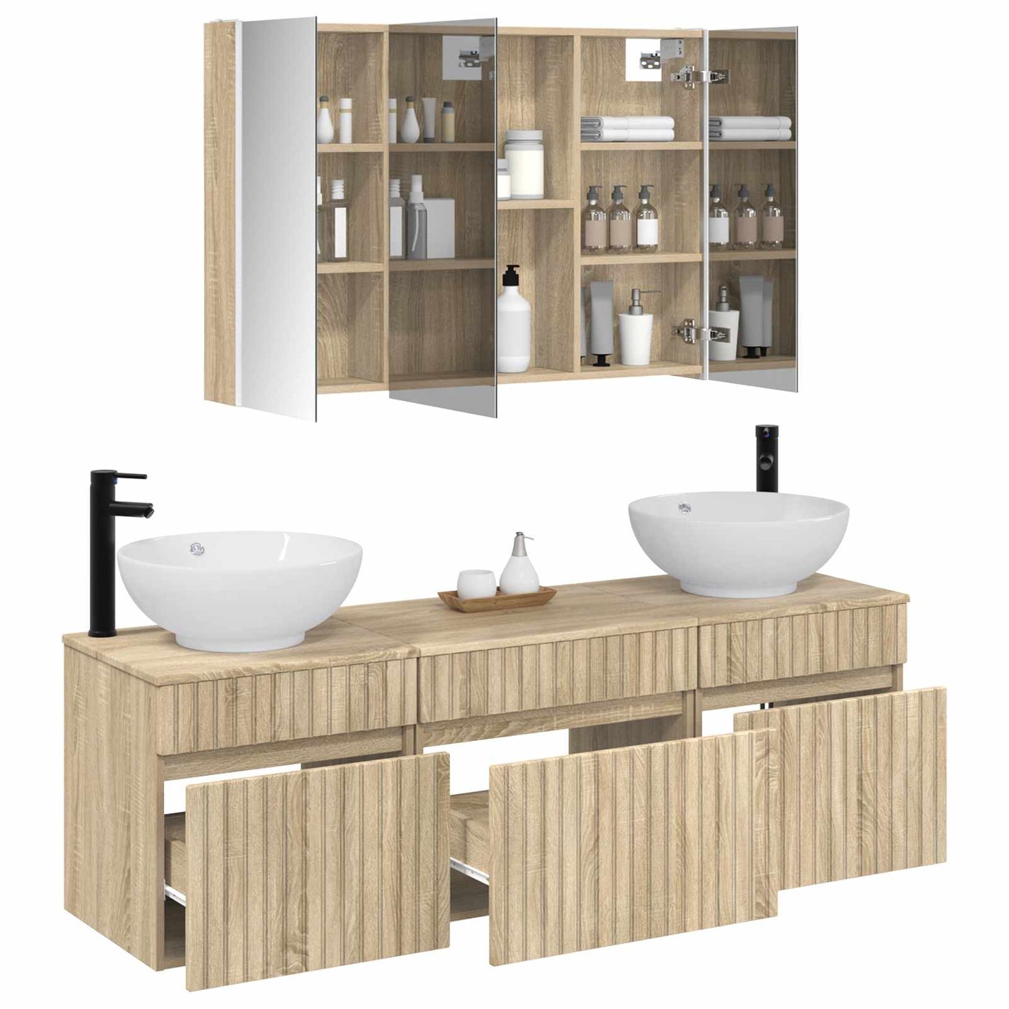 Badkamerkastenset 4 pcs Sonoma Eiken 103,5 x 15,5 x 70 cm